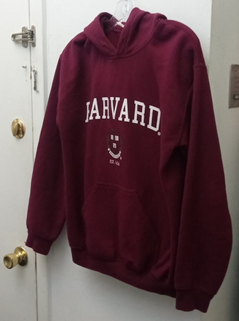 Gildan Maroon Crewneck Sweatshirt with White Harvard Script